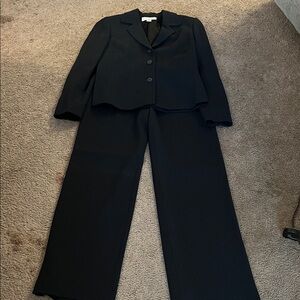 Petite Sophisticate Black Pinstripe Pantsuit